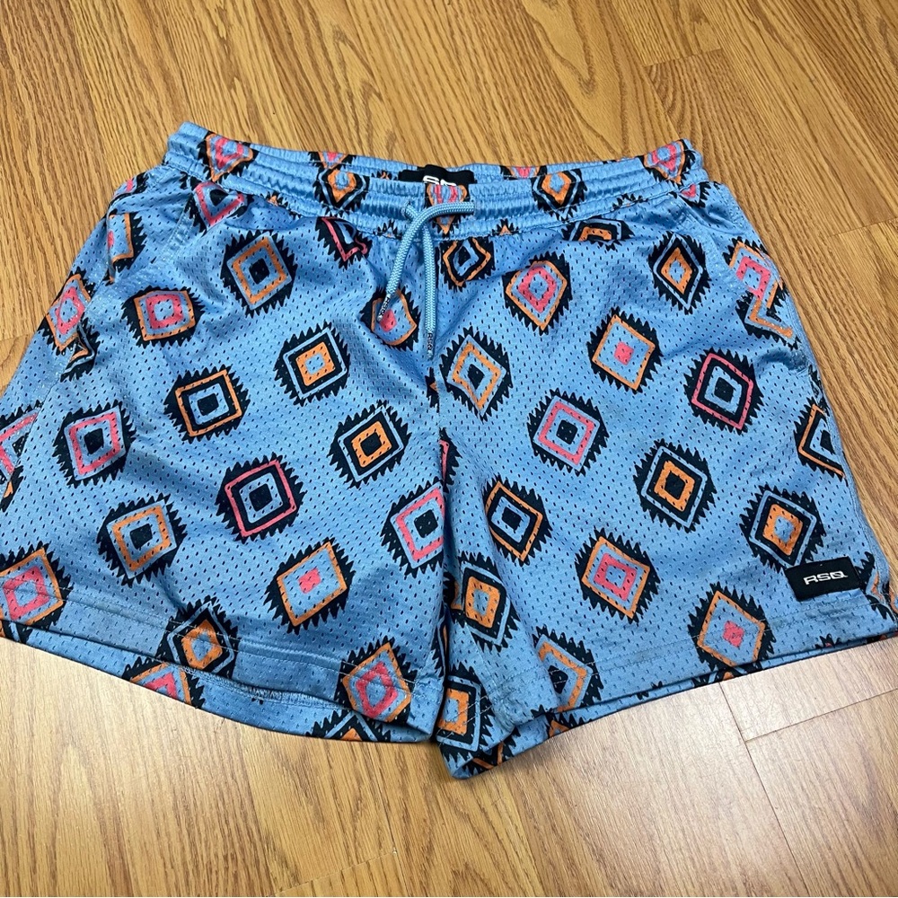 RSQ Blue Geometric Men's Athletic Mesh Shorts